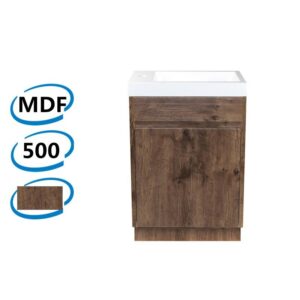 500x250x850mm Bathroom Vanity Dark Oak Wood Grain Cabinet Poly Top Kickboard Freestanding PVC Filmed Floor Mini