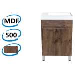 500x250x830mm Bathroom Vanity Dark Oak Cabinet Poly Top Freestanding PVC Filmed Floor Mini Narrow