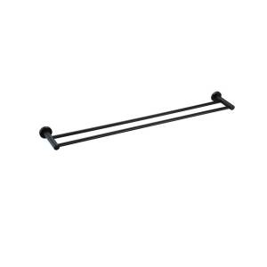 Ovia Round Black Double Towel Rack Rail 800mm