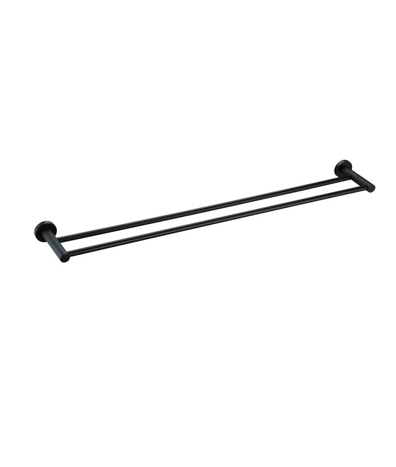 Ovia Round Black Double Towel Rack Rail 800mm