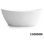 1500x750x680mm Evie Oval Bathtub Freestanding Acrylic Gloss White Bath tub NO Overflow