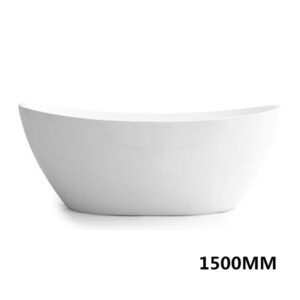 1500x750x680mm Evie Oval Bathtub Freestanding Acrylic Gloss White Bath tub NO Overflow