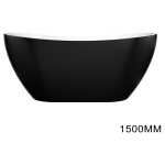 1500x750x680mm  Evie Black & White Oval Freestanding Bathtub Acrylic