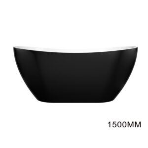 1500x750x680mm  Evie Black & White Oval Freestanding Bathtub Acrylic