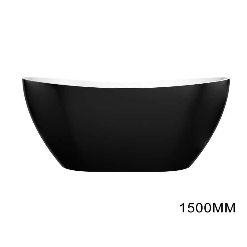 1500x750x680mm  Evie Black & White Oval Freestanding Bathtub Acrylic