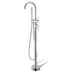 Aquaperla Euro Round Chrome Freestanding Bath Mixer With Hand held Shower