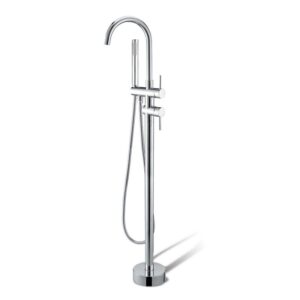 Aquaperla Euro Round Chrome Freestanding Bath Mixer With Hand held Shower