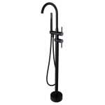 Aquaperla Round Black Freestanding Bath Mixer With Handheld Shower