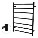 800x600x121.8mm Round Matt Black Electric Heated Towel Rack 7 Bars