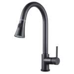 Aquaperla Euro Round Electroplated Black Pull Out Kitchen Sink Mixer Tap 360° Swivel Solid Brass