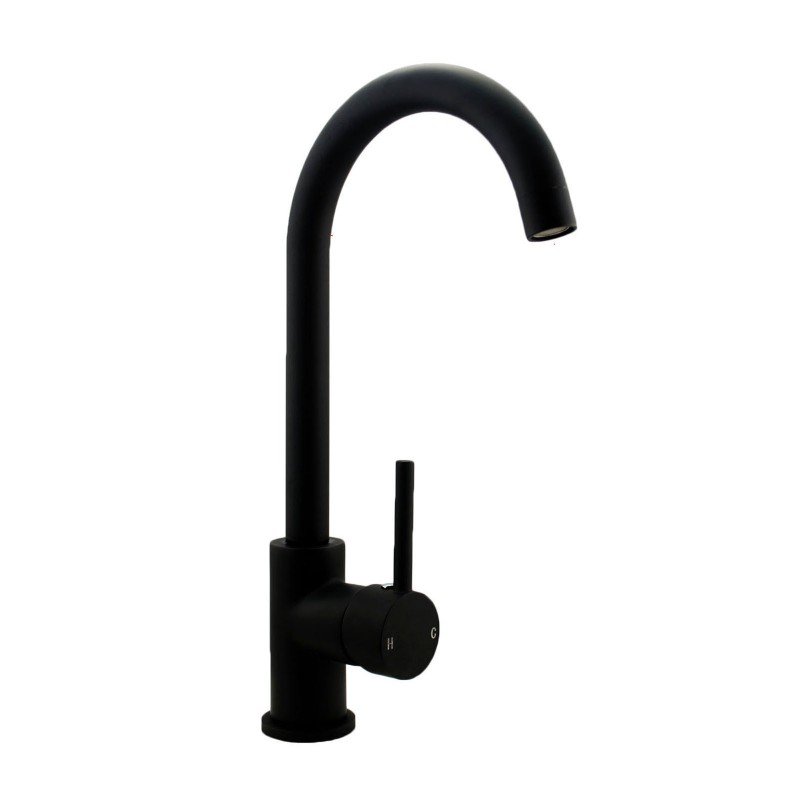 Aquaperla Euro Round Electroplated Matt Black Kitchen Sink Mixer Tap 360° Swivel