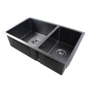 710x450x205mm 1.2mm Dark Grey Stainless Steel Handmade Double Bowls Top/Undermount Kitchen Sink