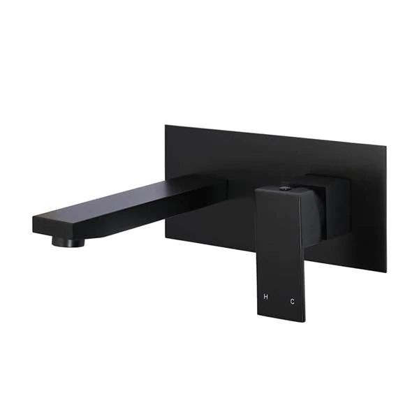 Meir Square Wall Basin Mixer and Spout Matte Black