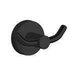 Ovia Round Black Solid Brass Double Robe Hook Wall Mounted