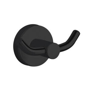 Ovia Round Black Solid Brass Double Robe Hook Wall Mounted