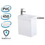 450x250x530mm Wall Hung White Bathroom Polyurethane PVC Vanity with Poly Top Right Hand Hinge