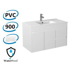 Bathroom Vanity Thin Ceramic Top / Side Drawers Cabinet