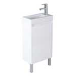 450x250x880mm Freestanding Narrow Bathroom Vanity with Poly Top Left Hand Hinge Polyurethane White PVC