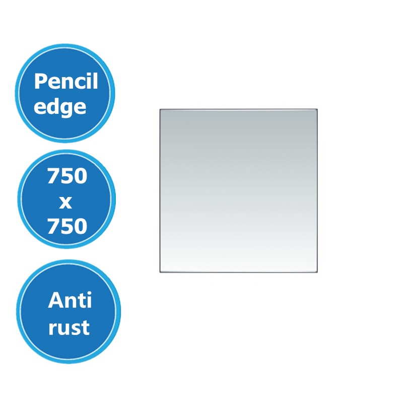 750x750mm Plain Bathroom Mirror Pencil Edge Wall Mounted Vertical or Horizontal