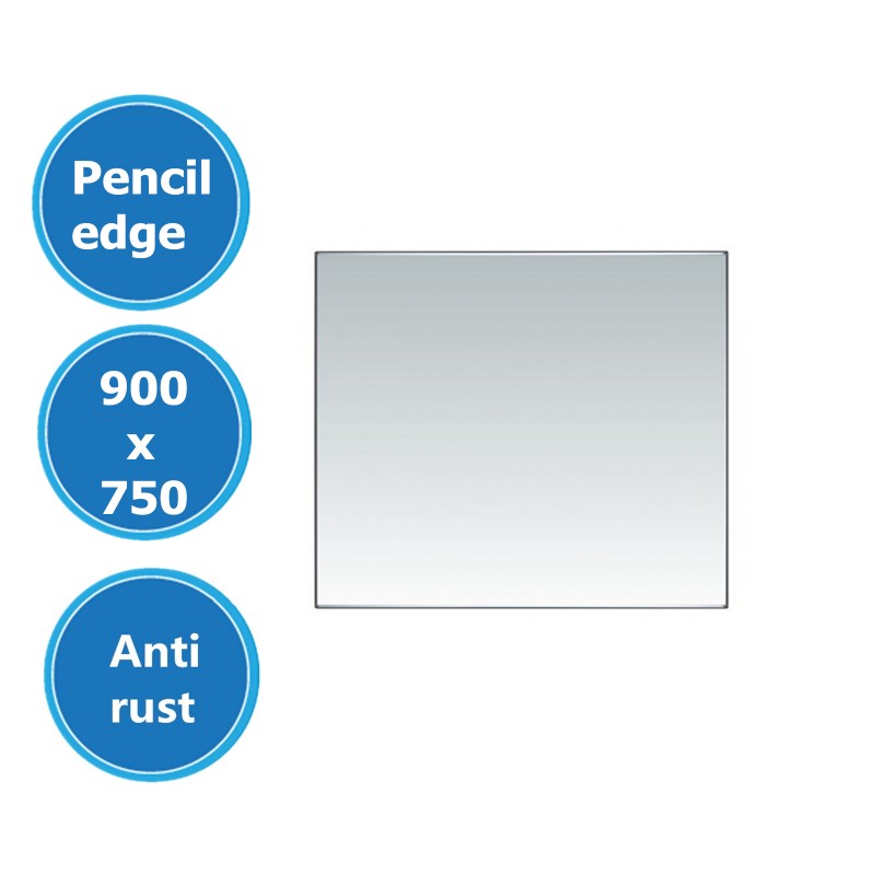 900x750mm Plain Bathroom Mirror Pencil Edge Wall Mounted Vertical or Horizontal
