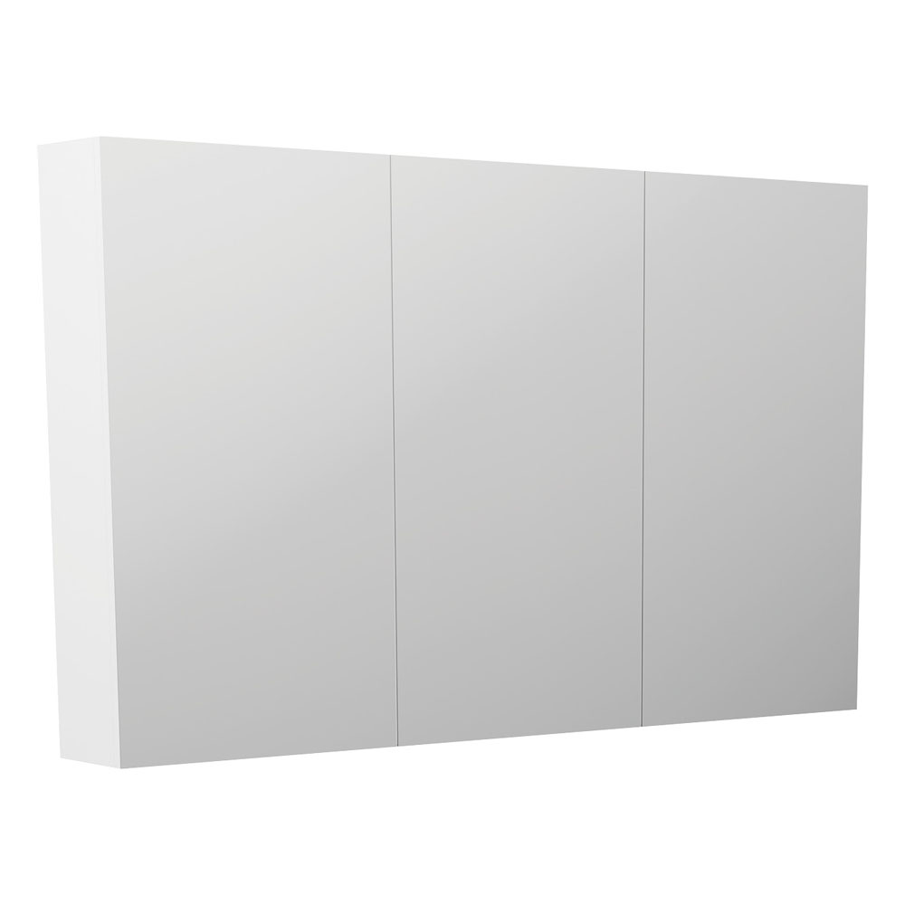 1200Lx750Hx155Dmm Pencil Edge White Shaving Cabinet With Mirror PVC Polyurethane White Tempered Glass Shelves