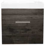 500x250x520mm Wall Hung Bathroom Vanity with Poly Top DARK GREY Wood Grain One Tap Hole