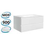 900x460x540mm Wall Hung Bathroom Vanity Matt White PVC Vacuum Filmed Double Drawers Ceramic/Poly Top