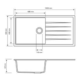 Single Bowl With Drainer Board Granite Kitchen Sink Top/Flush/Under Mount