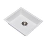 533 x 457 x 205mm Carysil White Single Bowl Granite Kitchen/Laundry Sink Top/Flush/Under Mount