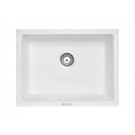 610 x 457 x 205mm Carysil White Single Big Bowl Granite Kitchen/Laundry Sink Top/Flush/Under Mount