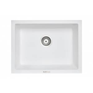 610 x 457 x 205mm Carysil White Single Big Bowl Granite Kitchen/Laundry Sink Top/Flush/Under Mount