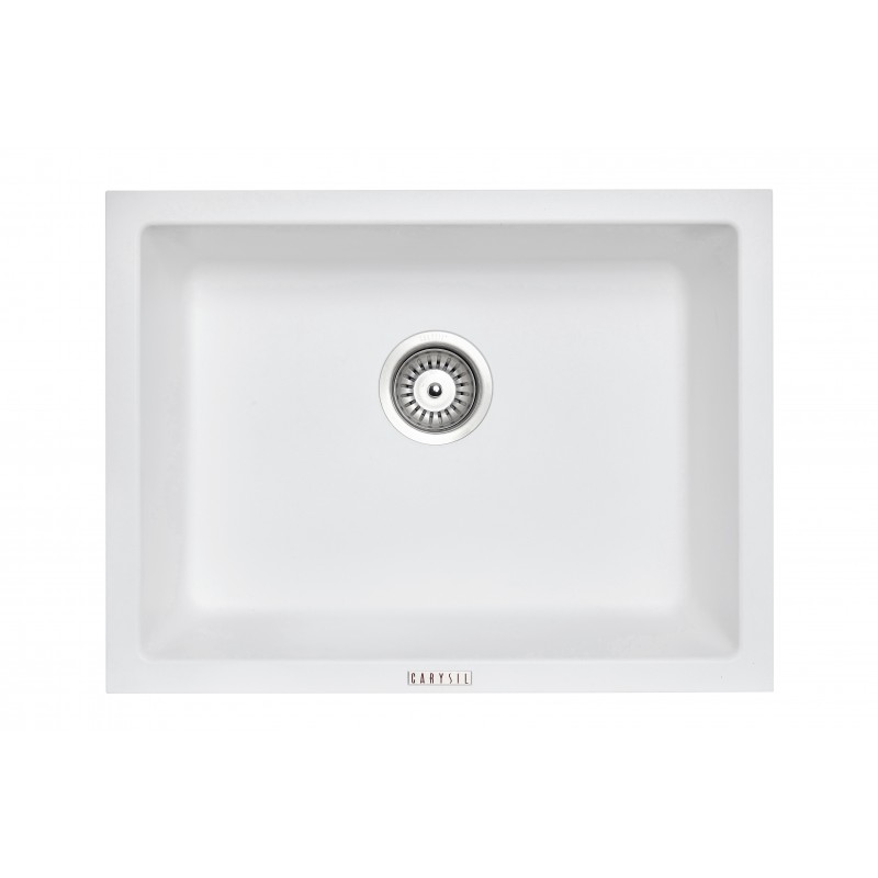 610 x 457 x 205mm Carysil White Single Big Bowl Granite Kitchen/Laundry Sink Top/Flush/Under Mount