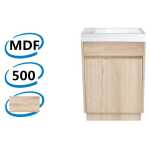 500x250x850mm Bathroom Vanity White Oak Wood Grain Cabinet Poly Top Kickboard Freestanding PVC Filmed Floor Mini