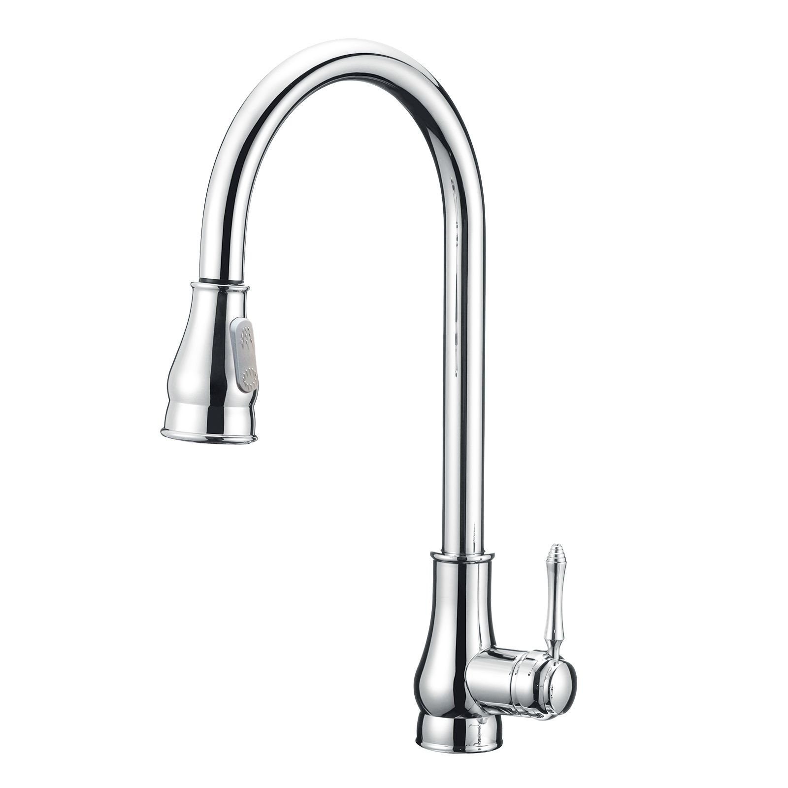 Aquaperla Euro Round Chrome Vintage 360° Swivel Pull Out Kitchen Sink Mixer Tap Solid Brass