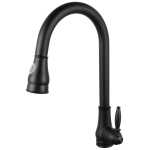 Aquaperla Euro Round Electroplated Black Vintage 360° Swivel Pull Out Kitchen Sink Mixer Tap Solid Brass