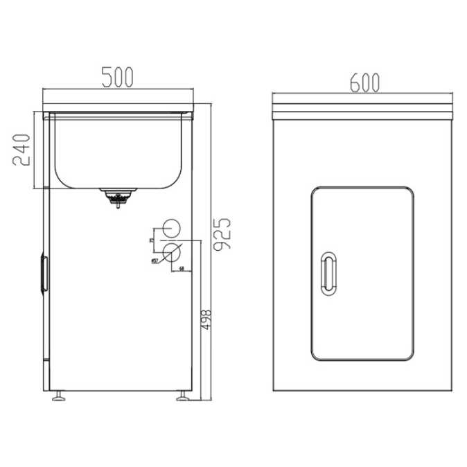 600x500x925mm 45L Stainless Steel Laundry Tub Freestanding