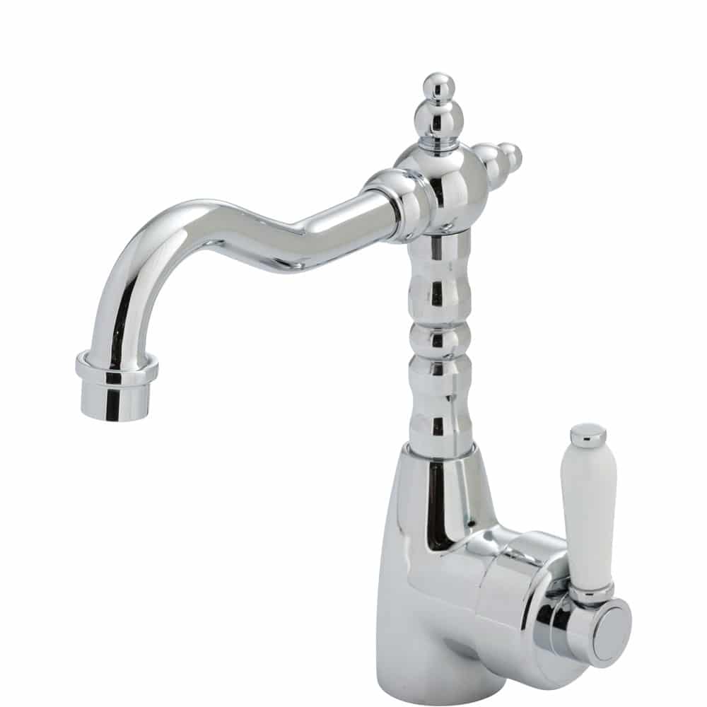 Fienza Eleanor Shepherds Crook Basin Mixer - Chrome/Ceramic