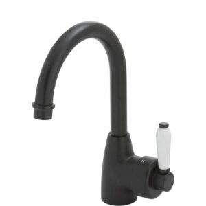 Fienza Eleanor Gooseneck Basin Mixer - Matte Black/Ceramic