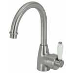 Fienza Eleanor Gooseneck Basin Mixer - Brushed Nickel/Ceramic