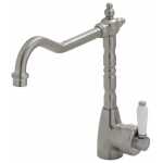 Fienza Eleanor Shepherds Crook Sink Mixer - Brushed Nickel/Ceramic