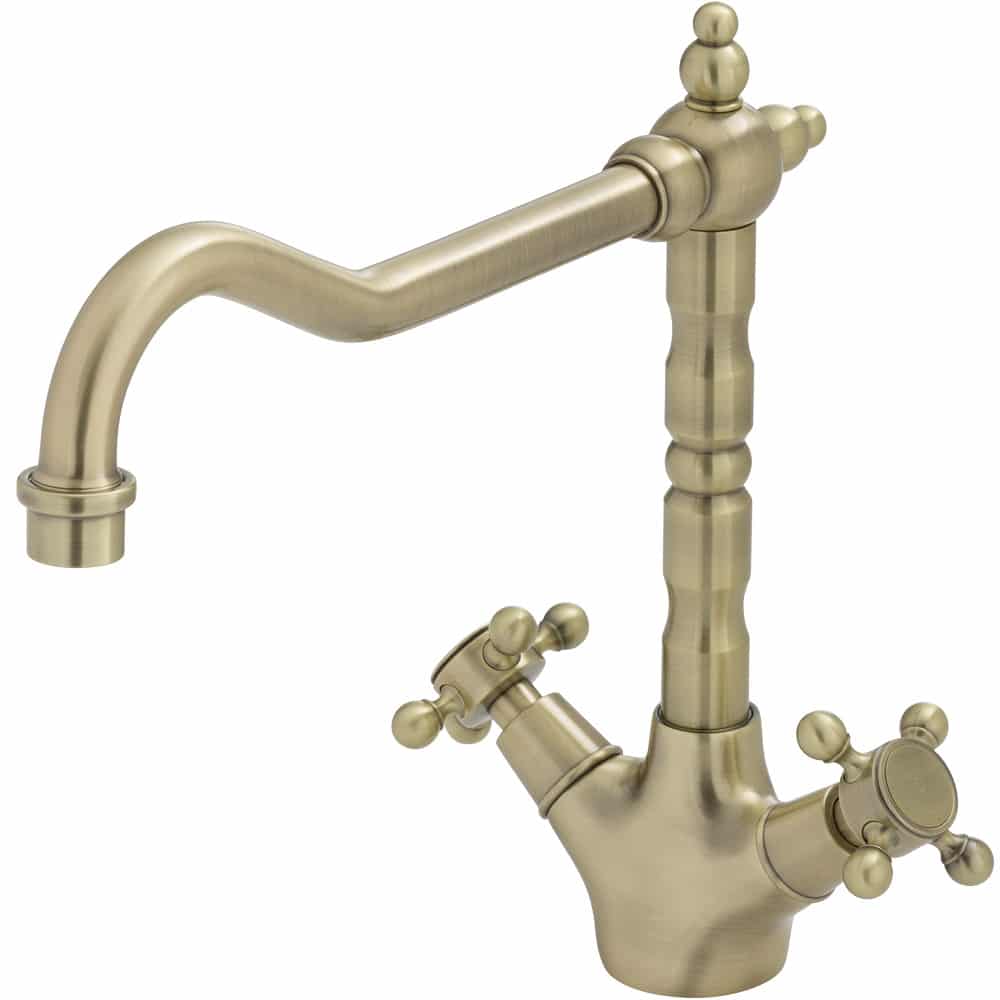 Fienza Lillian Shepherds Crook Sink Mixer, Champagne