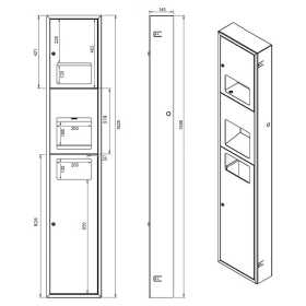 ML_ECO_73N1SM Surface Mount Paper Towel Dispenser with Eco Hand Dryer & Waste Receptacle Drawing