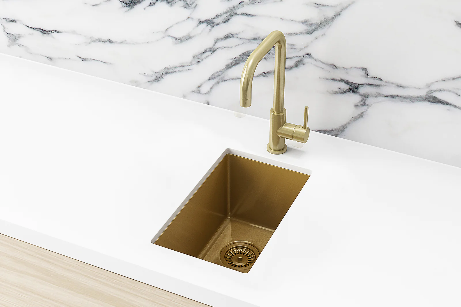 Meir Kitchen Mini Sink Single Bowl 272mm x 382mm - Brushed Bronze Gold