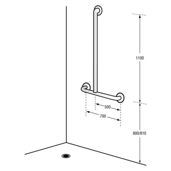 Metlam Offset Flush Mount Shower Grab Rail Lh & Rh
