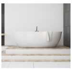 1530x770x555mm Olivia Oval Bathtub Freestanding Acrylic MATT White Bath tub NO Overflow