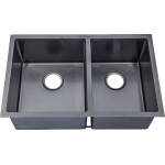 760 x 440 x 230 mm Black Double Bowl Kitchen Sink Handmade