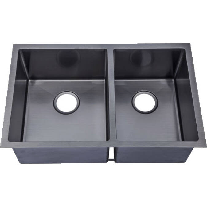 Black Double Bowl Kitchen Sink Handmade 760x440mm