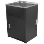 610Lx510Wx870Hmm 45L Stainless Steel Laundry Tub Cabinet Freestanding Matt Black