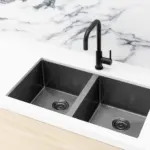 Meir Double Bowl PVD Kitchen Sink 760mm - Gunmetal Black