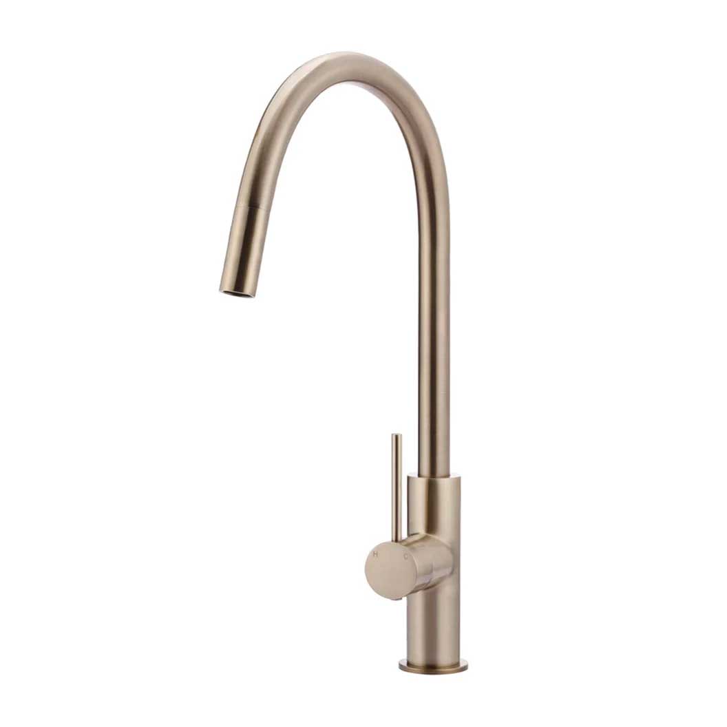 Meir Round Piccola Pull Out Kitchen Mixer Tap Champagne